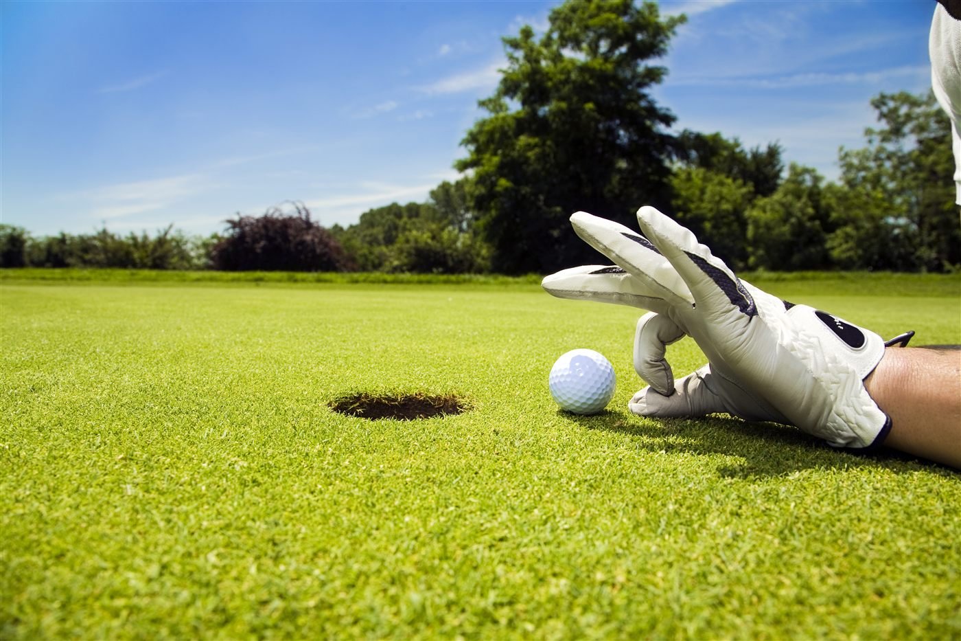 Bola de golf junto al hoyo en el campo de Larrabea